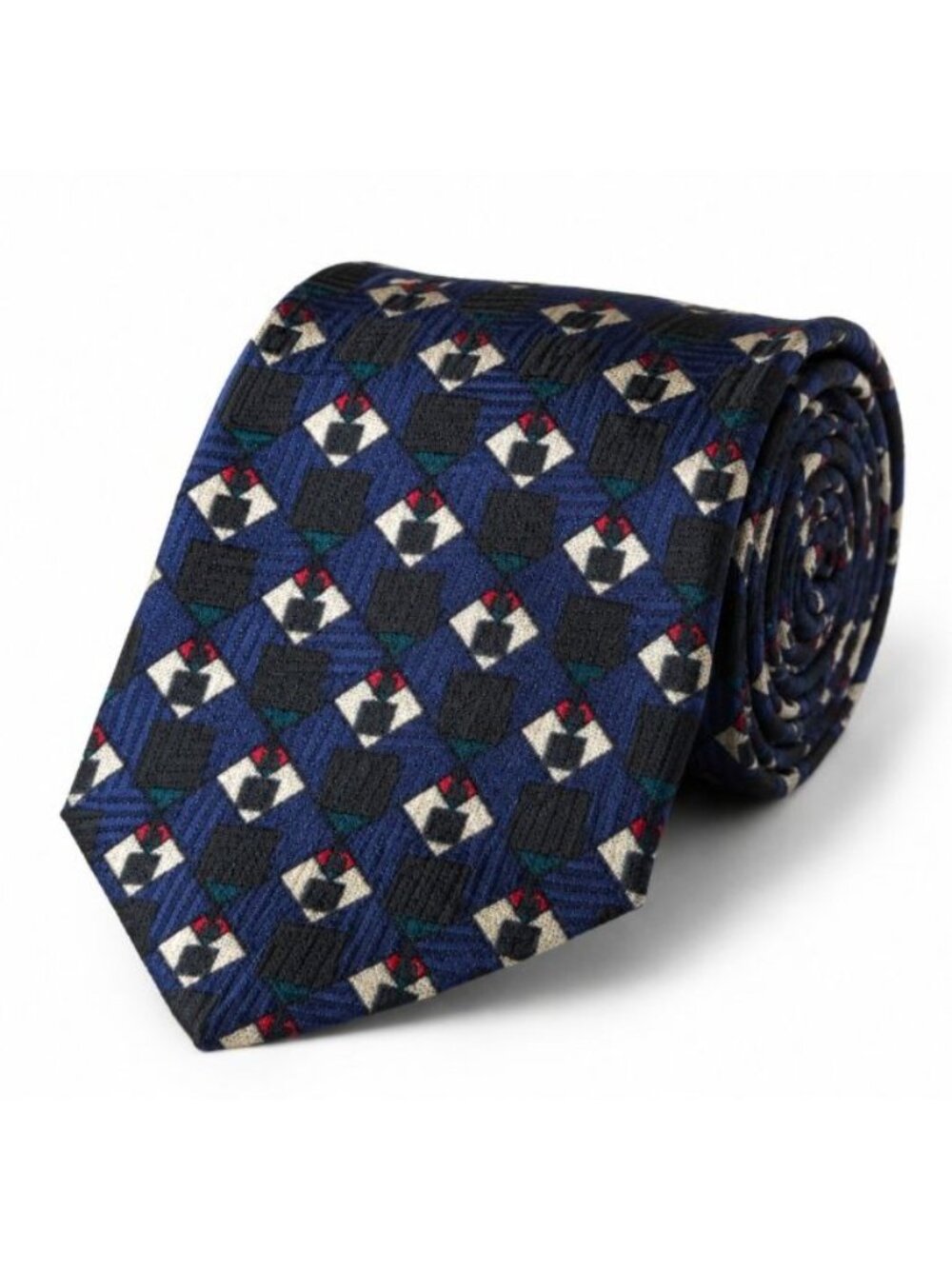Steven Land Art Deco Necktie Handmade Geometrics LND New York Silk 57X4 Italy